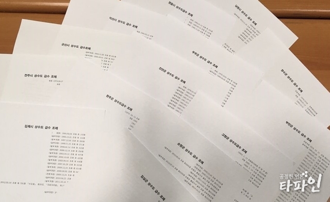 전라북도 14개 시군 상수도 급수조례./사진=최홍욱 기