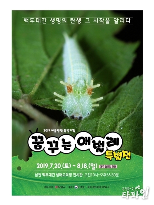전북 남원백두대간생태교육전시관은 2019여름방학 기획으로 ‘꿈꾸는 애벌레’ 특별전을 오는 20일부터 8월18일까지 30일 동안 운영한다고 밝혔다./사진=남원시
