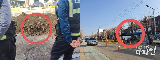 3일 오전 8시30분쯤 전북 남원에 있는 한 식당 앞에서 녹슨 다량의 총기류 등이 발견돼 경찰이 수사에 나섰다.(최봉오씨 제공)2020.4.3/타파인