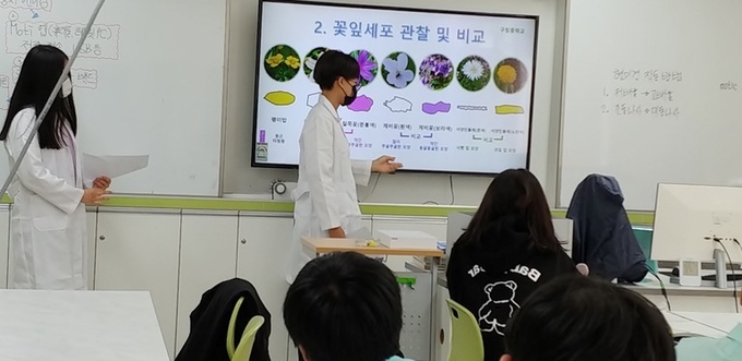 전북 순창 구림초·중학교(이숙희 교장)는 29일 교내 과학실에서 지금까지 전혀 찾아보기 어려운 색다른 과학수업을 전개해 화제다. /구림중 제공