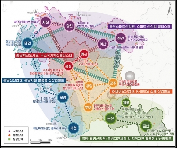 충남도가 제시한 권역별 산업발전 구상안. /충남도 