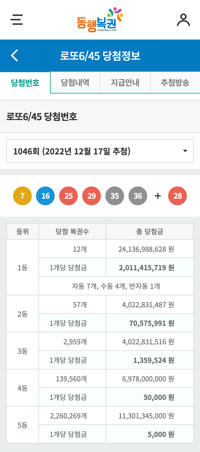동행복권 홈페이지 캡처